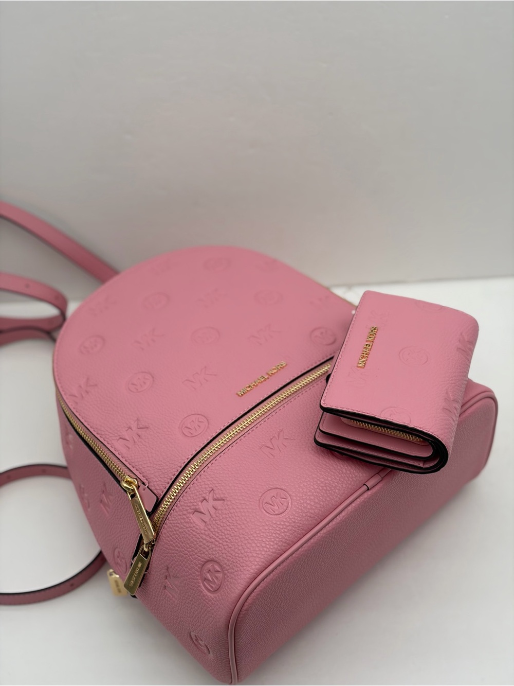 Michael Kors Pink Embossed Leather Backpack with Matching Wallet - Picture 11 of 13